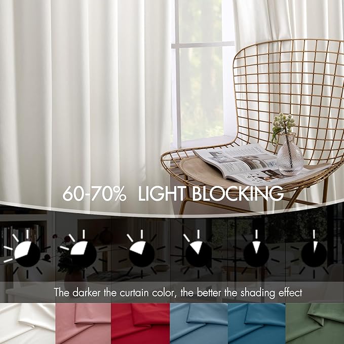 MIULEE Velvet Curtains 90 Inches Long 2 Panels Set for Living Room Bedroom, Cream Pinch Pleat Back Tab Luxury Thermal Insulated Light Blocking Drapes Pleated Blackout Window Curtains with Hooks Ivory