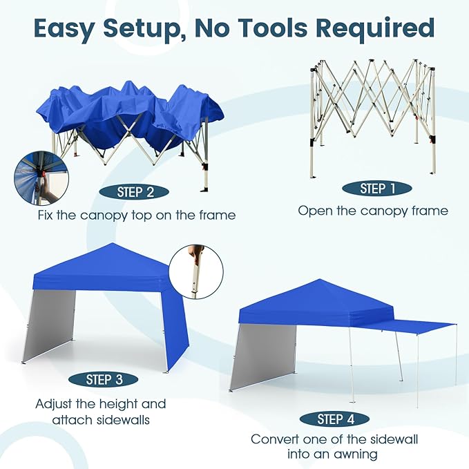 Tangkula 10x9.2 Ft Pop up Canopy with Sidewalls, UPF50+ Outdoor Tent with 8 Stakes, 4 Wind Ropes, Carry Bag, Portable Canopy Tent with Awnings for Camping, Patio, Market