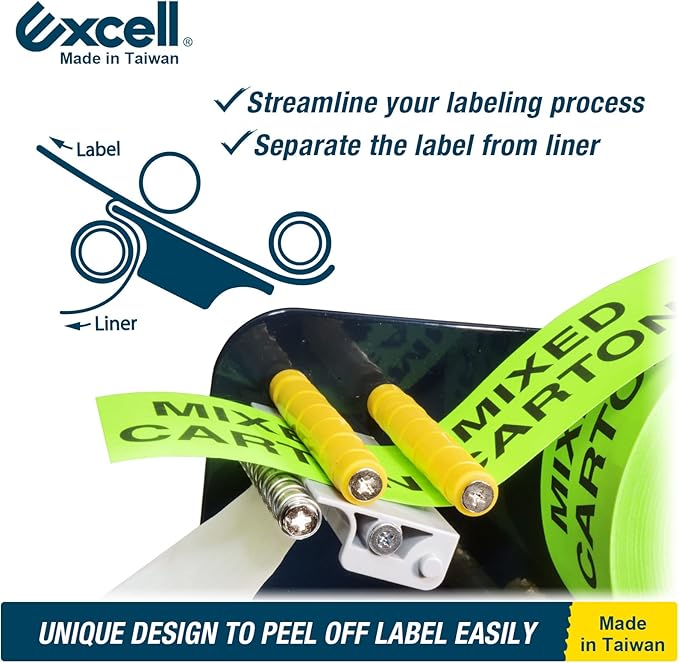 Excell LD-333 Manual Label Dispenser (3" Wide, 3" Core): Works with 3" or 1" Wide Labels. Easy Peel-Off Design. Includes C-clamp for mounting on desks or workstations. Efficient and Versatile.