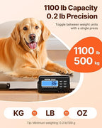 VEVOR 1100Lbs x 0.2Lbs Digital Livestock Scale Large Pet Vet Scale Stainless Steel Platform Electronic Postal Shipping Scale Heavy Duty Large Dog Hog Sheep Goat Pig Sheep Scal