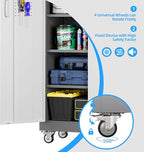 Aobabo Upgrade 71H''*32''W*16''D Metal Garage Storage Cabinet with Wheels and Pegboards, 5 Adjustable Shelves Steel Storage Cabinets for Home,Warehouse,Garage,Assembly Required,Grey and White