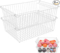 Set of 2 Stackable XXL Wire Baskets For Pantry Storage and Organization -16x12in Large Metal Food Baskets -Vegetable,Fruit,Potato,Onio, Pantry Storage Bins With Handles (White, XXL)