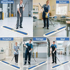 48" Commercial Industrial Dust Mop for Floor Cleaning, Large Floor Dust Broom with Washable Mops Pads, Wet Dry Duster Mops for Hardwood Floors,Marble, Laminate, Tile, Concrete, Garage,Blue