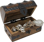 Nautical Cove Treasure Chest Keepsake and Decorative Wood Box (Small 5x3x3.25) - Storage Box, Wooden Box with Hinged Lid, Rustic Storage, Pirate Storage Box, Vintage Wooden Chest