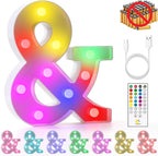 mooncow Rechargeable Light Up Letters,Colorful Marquee Letters with Remote,Gift Wrap Gifts,Bedroom Home Bar Party Decor (&)