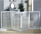 unipaws 36”H Free Standing Pet Gate for Dog Cat, Tall Wooden Dog Gates for Doorway, Stairs, Foldable Pet Fence for The House, Expandable Barrier, Indoor Use, White