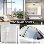 Shower Squeegee with Long Handle, 15-51" Telescopic Squeegee for Window Cleaning, Window Squeegee for Glass Doors, Extendable Window Cleaner Tool for Tile Walls, Sliding Door, Floor, Car Windshield-BK