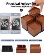 Furniture Risers, Tclouda Bed/Sofa/Desk/Table/Chair Leg/Fridge Lifts to 1.5, 3 and 4 in, Square Adjustable Risers Blocks for Extenders, Heavy Duty Supports Up to 1300 Lbs, 1.5 in-Brown-Square