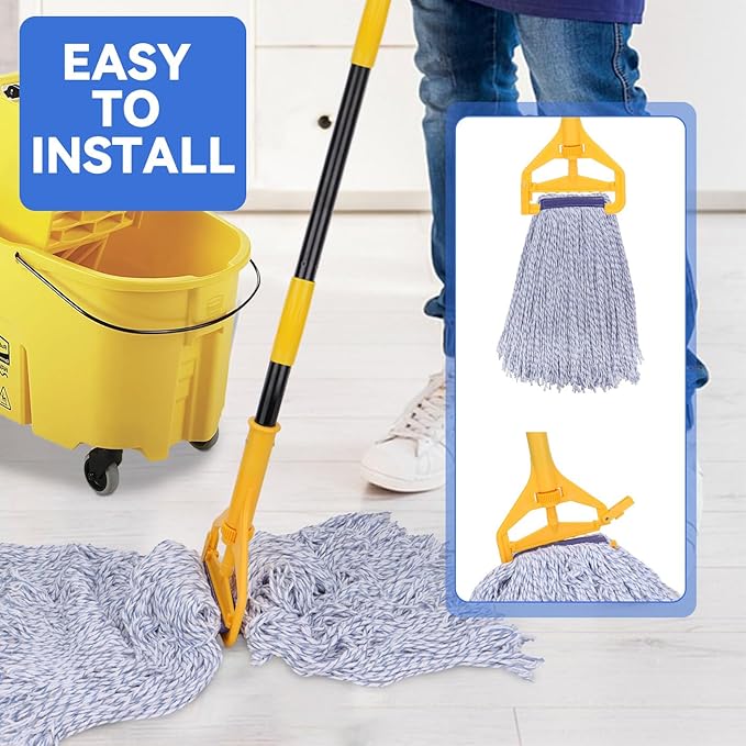 Commercial Heavy Duty Mop Heads Replacement for Rubbermaid: 3 Packs Industrial Wet Mop Head for Floor Cleaning - Cotton Commercial Products Wet Refills