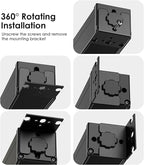 JUNNUJ 20 Amp Power Strip Heavy Duty 2 Pack, 4800J Surge Protector Metal Power Bar Multi Angle Mount, 20A Garage 8 Outlet Shop 6-20R T-Slot, 5-15P Adapter 12 Gauge Extension Cord 10ft for Appliance