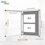 24"x18" Enclosed Cork Bulletin Board Tamper-Proof Dispaly Case,Grey Fabric&Aluminium Frame,Shatter Resistant Lockable Bulletin Board with Clear Acrylic Door for School,Office,Mall,Community,Hospital