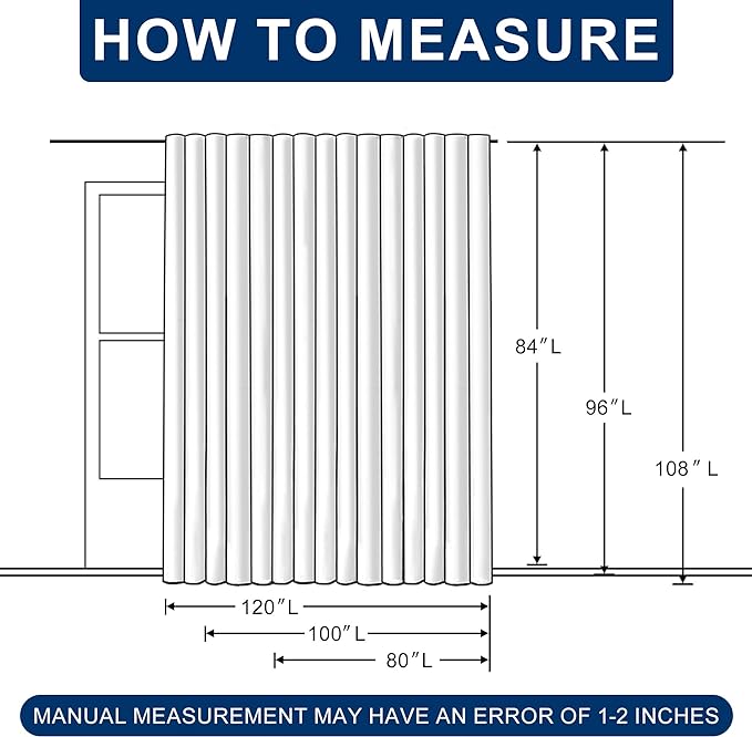 Hiasan Patio Sliding Room Divider Door Curtains - Extra Wide Privacy Room Thermal Insulated Blackout Curtain with Back Tab & Rod Pocket for Bedroom Partition(100 x 108 Inches, Ivory)