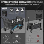 LEVELEVE Heavy Duty Folding Wagon - 2-in-1 Collapsible Cart, 650lb Capacity, All-Terrain Wheels w/Brakes & Side Pockets (Dark Gray)