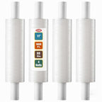 Stretch Wrap with Handle Industrial Strength 4 Pack 11" x 1000 Ft 60 Gauge Thick (15 Micron) Shrink Wrap Roll for Moving Supplies, Furniture, Pallets, Plastic Wrap for Packing, Heavy Duty Stretch Film