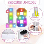Marquee Numbers 18th Birthday Decoration: Colorful 3FT Large Light Up 18 Year Old Birthday Decorations Anniversary Backdrop Cardboard Sign 18 Colors Number 18 Mosaic Balloon Frame