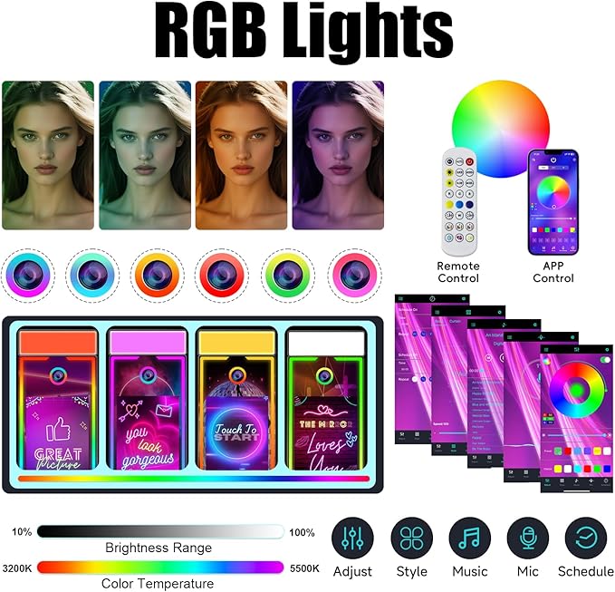 Magic Mirror Photo Booth 65" with 32" Touch Screen Selfie Mirror Photo Booth Machine with Flight Case Remote Control Ring Light for Event Rental Wedding Party (65-32in White)