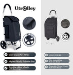 Ultra-Lightweight Foldable Grocery Cart with 40L Capacity, Soft Rolling Wheels, Removable Insulated Bag – Multi-Purpose Personal Hand Truck (Black)
