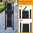 Expandable Barricade Gate,82" Metal Safety Barrier Gate with Casters,Accordion Garden Yard Outdoor Indoor Fence Folding Security Dog Gates Wall Mount,Black