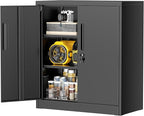 Greenvelly Metal Storage Cabinet with Doors and Shelves,Lockable Storage Cabinet for Office,36”Black Metal Utility Cabinet Garage Cabinets, Lockable File Cabinet for Home Office, Garage, Kitchen, Shop
