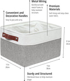 DECOMOMO Storage Baskets for Shelves - Fabric Storage Bins, Linen Closet Organizers and Storage (Grey & White, Large - 4 Pack)