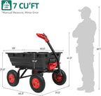 1200lbs Garden Dump Cart,7 Cu.Ft Utility Wagon Cart with Hitch,Heavy Duty Yard Dump Wagon Wheelbarrows with 13" All Terrain Wheels & 2-in-1 Handle,Tow Behind for Lawn Mower Tractor ATV