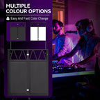 Portable DJ Booth,Foldable DJ Table Stand with Light Stand White & Black Scrim,Adjustable DJ Facade Booth Station Triangle Plate Metal Frame DJ Table with Cable Hole for Private Events, Clubs, Bars