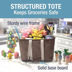 CleverMade Collapsible LUXE Tote - Peony 1 Pack 30L / 8 Gal - Reusable Utility Grocery Shopping Storage Bag Organizer with Handles Reinforced Bottom