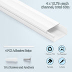 Cord Covers - 63in Paintable TV Cable Hider Kit, X-Large Cord Management System for Walls