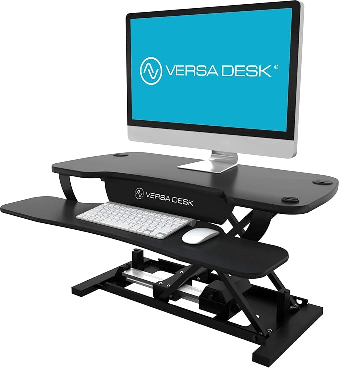 VERSADESK® PowerPro™ 36” x 24” Standing Desk Converter | 7.75” - 23.5” Electric Height Adjustable Sit to Stand Desk Riser w/Keyboard Tray & USB Hub - Ergonomic Workstation for Home & Office, Black