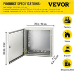 VEVOR NEMA Steel Enclosure, 20 x 20 x 6'' NEMA 4X Steel Electrical Box, IP66 Waterproof & Dustproof, Outdoor/Indoor Electrical Junction Box, with Mounting Plate