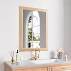 Amorho Bathroom Mirror for Wall, 22" X30" HD Reflection Metal Framed Mirror, Anti-Rust, Hang Horizontally/Vertically, Suitable for Bedroom, Farmhouse, Bathroom, entryway (Oak Wood Grain)