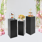 Eapmic Pedestal Stands for Party, Cake Pedestal Stand, Dessert Table Display Plinth Pillars, Sculpture Display Column Decoration Cube for Wedding Birthday (Black, Square-3Pcs(31.49"+25.59"+23.62"))