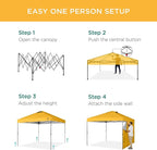 Best Choice Products 10x10ft Easy Pop Up Canopy w/Side Wall, 10 Pockets, Portable Carrying Case, 1-Button Setup, 4 Weight Bags - Marigold