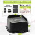 Bed Risers 2 inch, 3 inch, 4 inch, 6 inch, 8 inch Heavy Duty, Oversized Furniture Riser for Couch Sofa Table Chair Leg Frame Dorm, Support up to 6000 Lbs (Black 4 Pack, 3 inch)