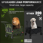 LEVELEVE Heavy Duty Folding Wagon - 2-in-1 Collapsible Cart, 400lb Capacity, All-Terrain Wheels w/Brakes & Side Pockets