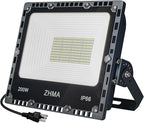 200W LED Flood Light Outdoor, 20000lm Super Bright Work Lights, IP66 Waterproof Security Light with Plug & Switch, 6500K White Spotlight for Garden, Yard, Garage, Basketball Court Lighting