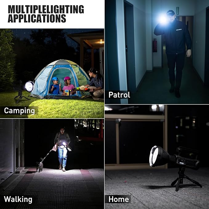 Rechargeable Spotlight, 99,000 Lumens Super Bright Handheld Led Flashlight, Outdoor Spot Light for Boating Camping