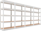 HOMEDANT House 5 Tier Laminated Metal Shelving Unit Adjustable Storage Utility Rack Heavy Duty Shelves Organization Multipurpose Shelf Kitchen Garage Pantry Closet (4, (M) 36.2" W, White)