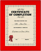SnapeZo Certificate Frame 8.5x11, Red, 1.25 Inch Aluminum Profile, Front-Loading Snap Frame, Wall Mounting, Professional Series