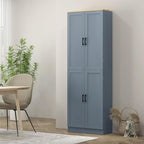 HOMCOM 67" Freestanding Kitchen Pantry, 4-Door Storage Cabinet Organizer with Adjustable Shelves, Kitchen Cabinet with Doors and Shelves, Distressed Gray