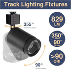 10W LED Black Track Lighting Heads,J Type Track Lighting Rail Ceiling Spotlight for Accent Task Wall Art Exhibition Lighting, and Wall Art Display Illumination 3000K-5700K, CRI90+ (6-Pack