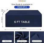 HolidayIdeas Fitted Tablecloths for 6 Foot Rectangle Table, Full Coverage Table Cover 30x72 Inch for Vendor Booth Display, Banquet, Trade Show, Navy Blue, 4 Pcs