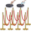 kaiyomi 8Pcs Stanchions with Red Velvet Ropes Set, 5 Feet Velvet Ropes and Posts Poles for Red Carpet Party Decoration and 360° Photo Booth (Golden)