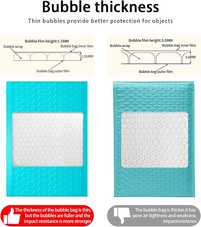 packbabol Bubble Mailers, 4x7 Inch Padded Bubble Mailers Pack of 100 Bubble Envelopes Opaque Self Seal Adhesive Waterproof Bags for Shipping and Packaging (Teal, 4x7-100)