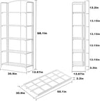 Crofy No Assembly Folding Bookshelf for Living Room, 5 Tier White Collapsible Book Shelf for Home Office, Portable Bookcase Storage Organizer