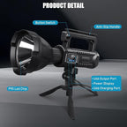 Rechargeable Spotlight, 99,000 Lumens Super Bright Handheld Led Flashlight, Outdoor Spot Light for Boating Camping