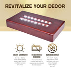 16 LED Light Base for Glass Art - Illuminated Rectangle Display Pedestal - Lighted Stand For 3D Crystal and Glass Sculptures - Adapter Plug Powered - 6.50 Inch Lighted Mirror Box (Cherry Wood)