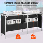 VEVOR Extra Long Folding Portable Bar Tradeshow Podium Table for Indoor, Outdoor, Party, Picnic, Exhibition, Includes Carrying Case, Storage Shelf and Black Skirt, 77.95" x 15.16" x 34.65"