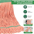 Matthew Cleaning Heavy Duty Mop Head Commercial Replacement for General and Floor Cleaning , Wet Industrial Blue Cotton Looped End String Head Refill (Pack of 3) Orange