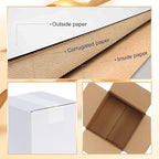 Calenzana 6x6x6 Inches Shipping Boxes Set of 40, White Corrugated Cardboard Box for Packing Mailing Small Business